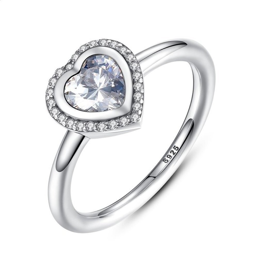 🦋  925 Silver Sparkling Love Heart Cut CZ Ring for Women, FB16FA1165